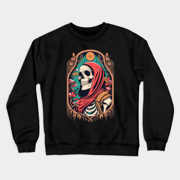 Skeleton in a Red Medieval Cloak Crewneck Sweatshirt by kknows